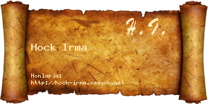 Hock Irma névjegykártya